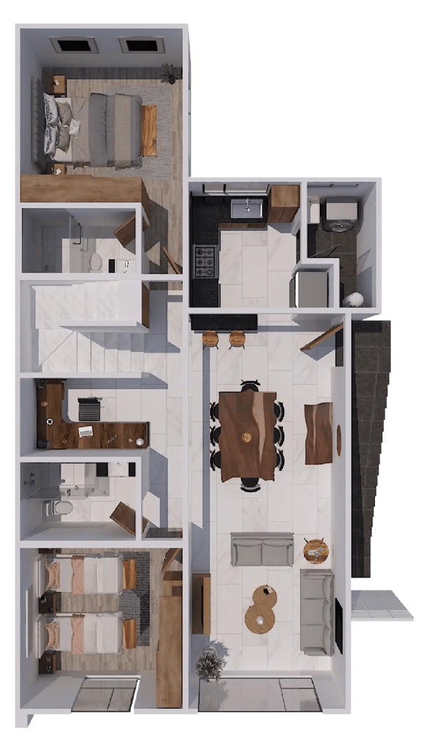 Distribución del modelo de Modelo Creta Roof Garden