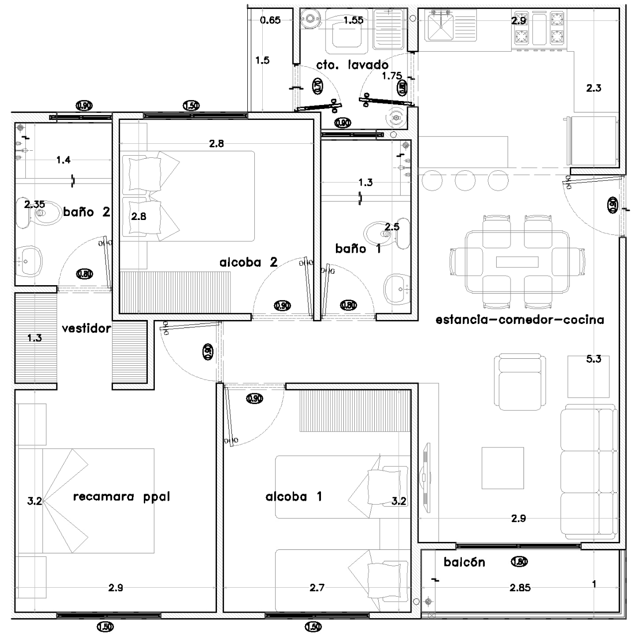 Departamento 1 de Nuevo Residencial Turquesa / Copal