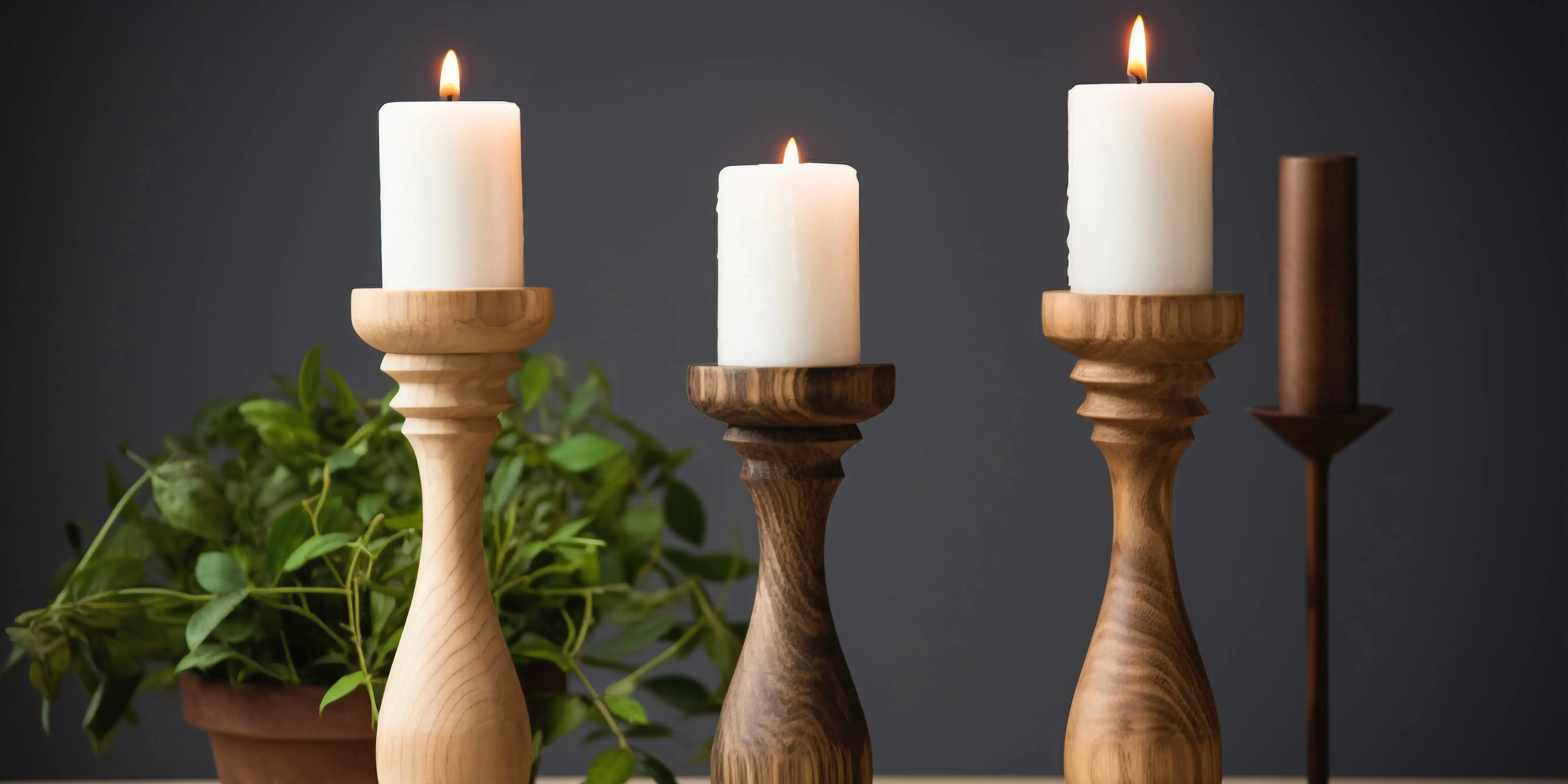 Pequeño altar doméstico con velas y plantas. Recordar seres queridos