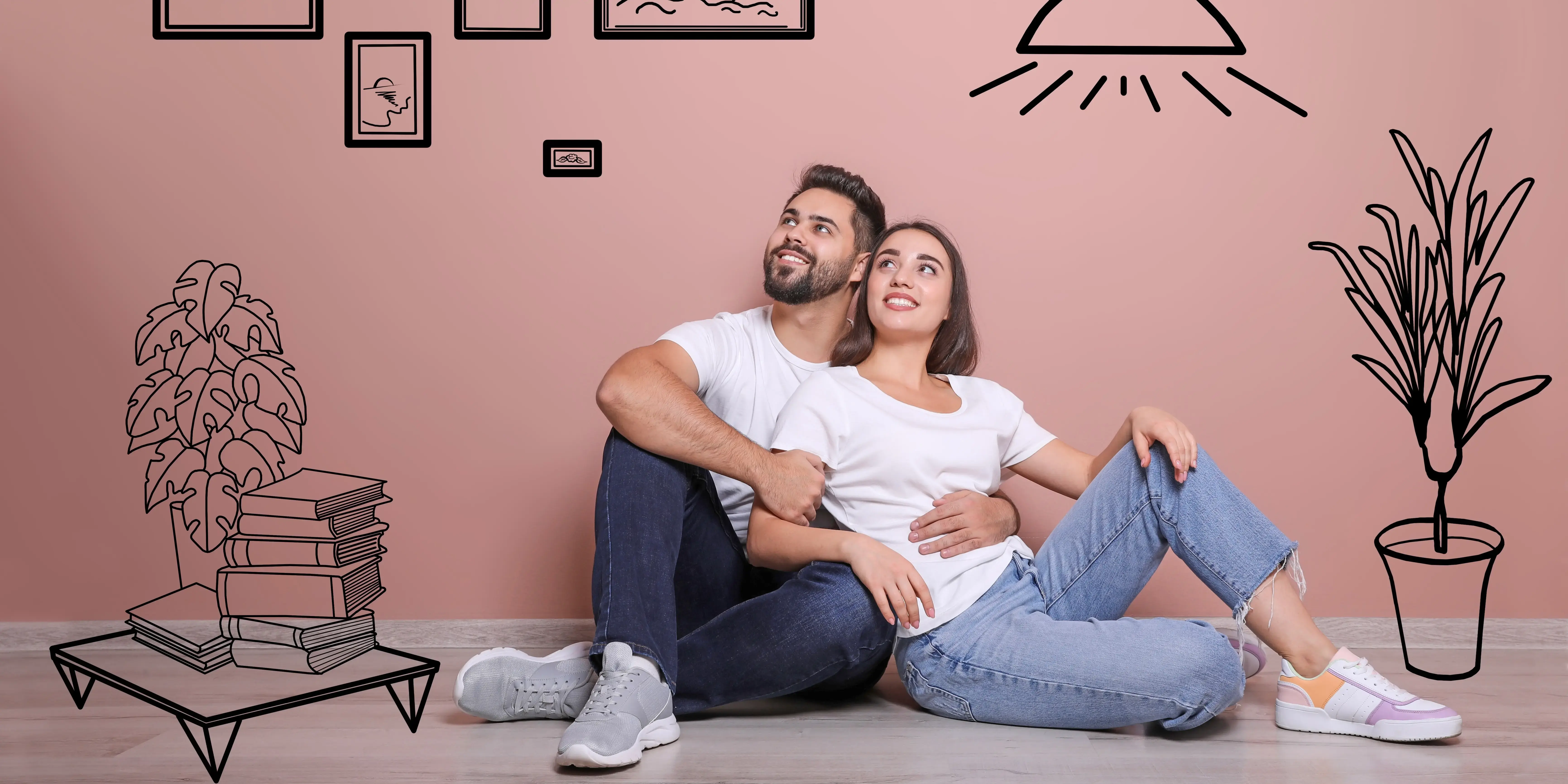 Pareja imaginando como decorar su casa. Tener tu propio espacio